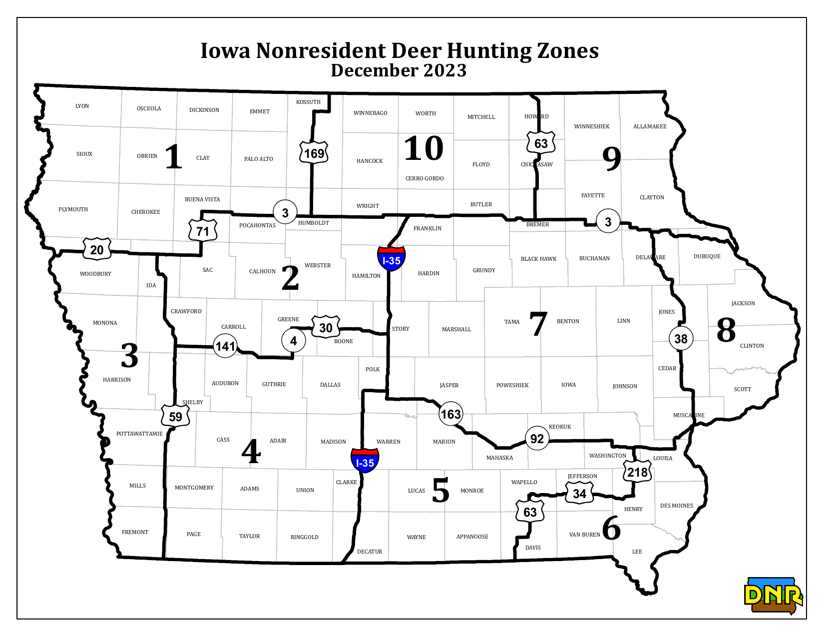 Iowa Nonresident Deer Hunting Zones